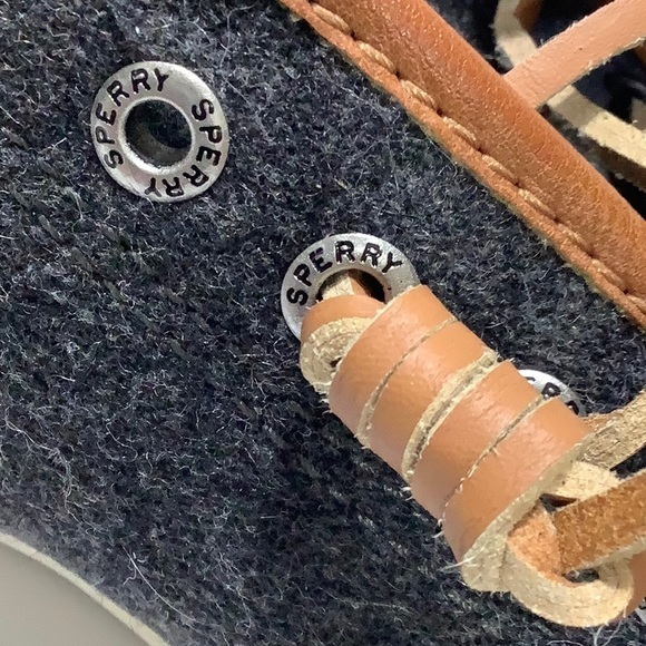 Sperry top sider leather trim wool blend slip on sneakers women size 6.5 M EUC - Picture 8 of 14